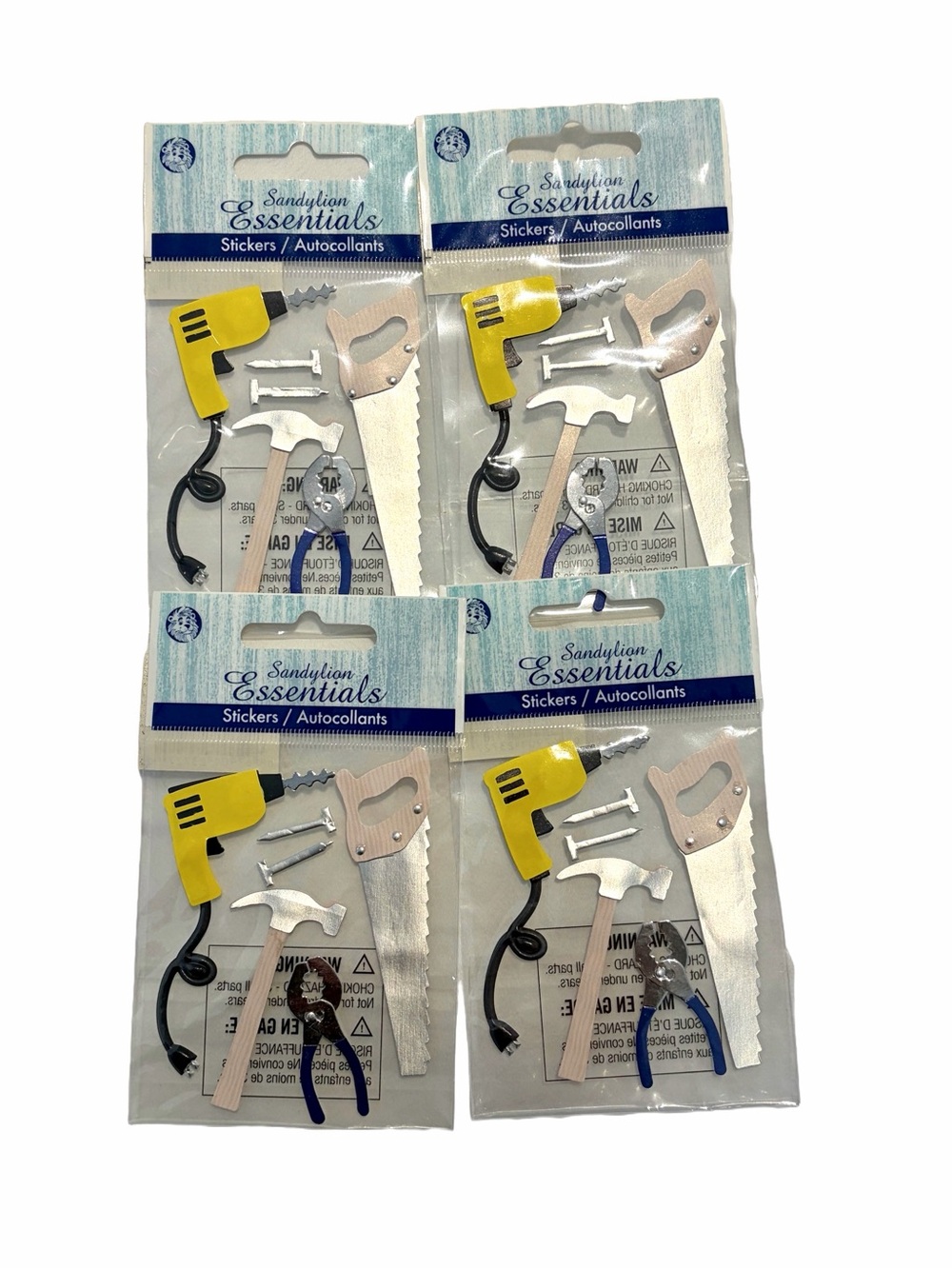 Sandylion Essentials Vintage Stickers Tool Time. 4 packs of 6 stickers each